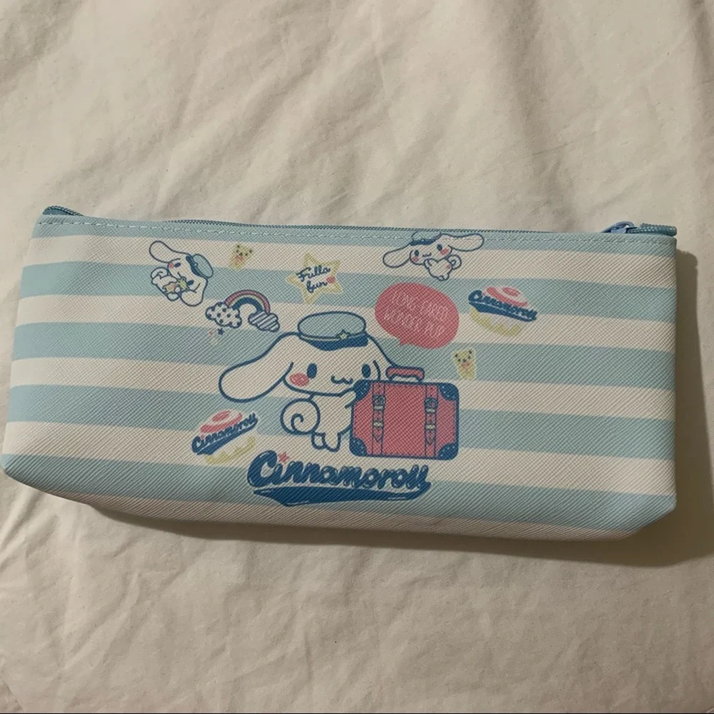 Cinnamoroll Baby Blue and White Striped Zip Pencil Bag